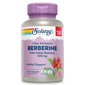 SOLARAY SOLARAY Berberine 500mg - Berberine Supplement for a Healthy, Active Lifestyle - with Berberine HCl from Indian Barberry - Vegan, Non-GMO, 60-Day Guarantee, Lab Verified - 100 Servings, 100 VegCaps