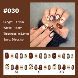 【NEW ARRIVALS!】 Press on Nails French Tip Bling Coffin Short Almond Fake Nails with Designs Glue on Nails Long Glossy Gradient Medium False Nails Reusable Full Cover Thick Nail Acrylic Stick on Nails for Women Girls 24 Pcs:_030