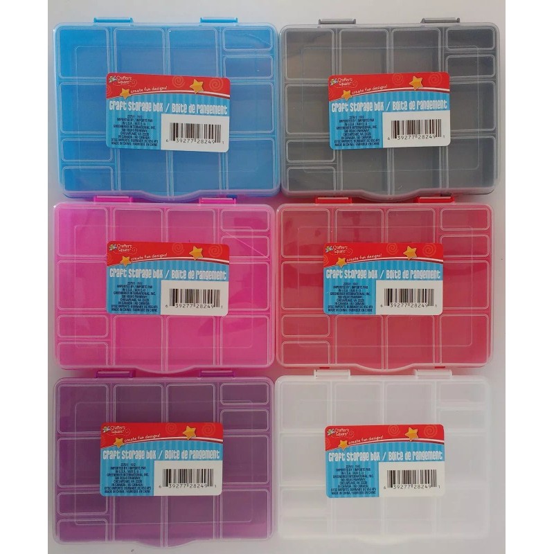 Crafter's Square SMALL PLASTIC LOCK-TOP STORAGE BOXES 15 SECTIONS 6.5"x5.2"x1.2"