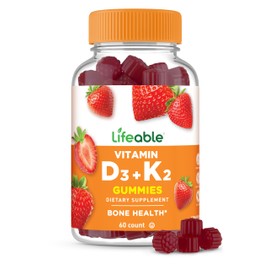 Lifeable Lifeable Vitamin D3 K2 Gummies for Adults | 1000iu D3 and K2 100mcg | Great Tasting D3 and K2 Supplements | for Bone Health and Immunity | VIT D3 K2 for Adults, Men, and Women | 60 Gummies