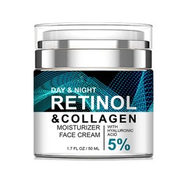 Retinol Collagen Cream for Face with 5% Hyaluronic Acid Anti-Aging Cream Anti-Wrinkle Reduce Fine Lines Lifting and Firming 24-Hour Facial Care Suitable For All Skin Types