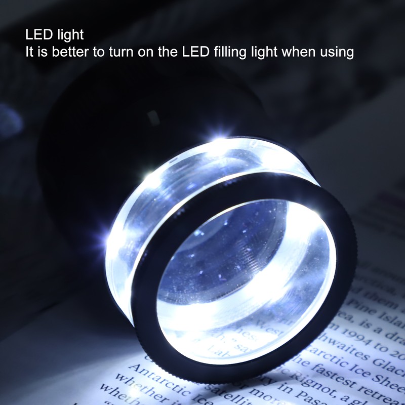 8LED 10X Magnifier Loupe with Scale High Definition Adjustable Magnifying