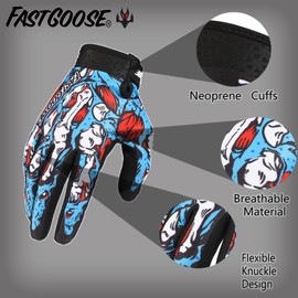 Fast passion Skeleton-Paw Motorcycle Gloves for Men&Women,Cycling Glove Breathable Dirtbike Glove for ATV MTB Motocross Racing (1Blue, L)