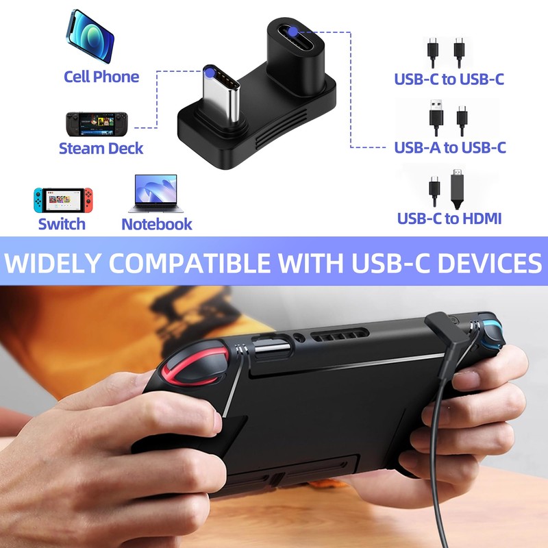 2Pcs 180° USB C Male to USB Female U Shape