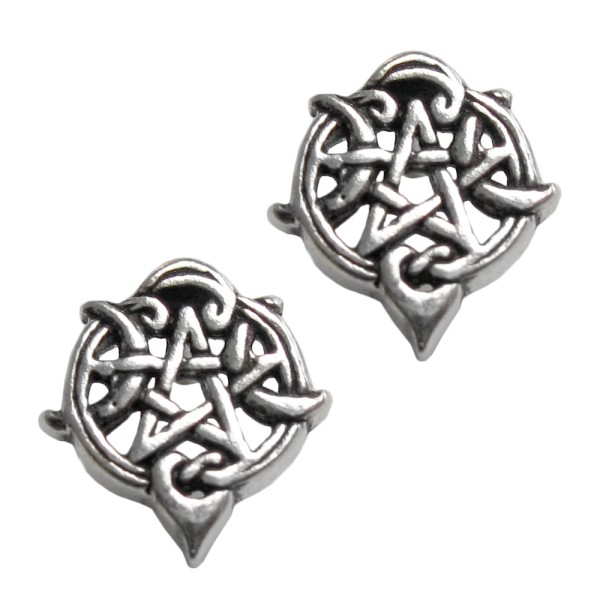 Dryad Design Sterling Silver Heart Pentacle Pentagram Earring Studs Dryad