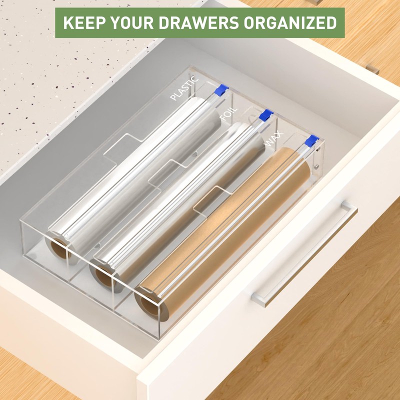 FUKANG Foil and Plastic Wrap Organizer, 3 in 1 Kitchen