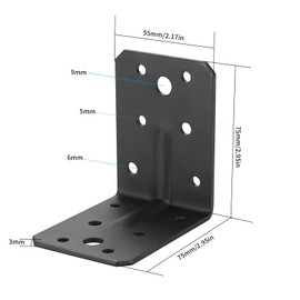 2 x Angle Connector with Bead, Angle Metal, Construction Angle 90 Degrees, 75 x 75 x 55 mm Hole Angle with Ribbed Bead, Wooden Connector, Metal Angle, Beam Angle, Mounting Angle, Storm Angle, Angle