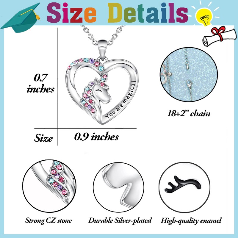 Shonyin Kindergarten Graduation Gifts for Girls 2025, Unicorn Necklace for