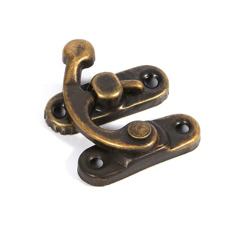 Raguso 12pcs Antique Latch Hook Hasp Jewelry Box Latch Left