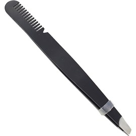 ZJchao Pinzas para Cejas de Acero Inoxidable con Peine y Punta Inclinada, Precisión Profesional para Maquillaje, Herramienta Ligera Portátil para Mujeres