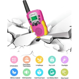 Retevis RA18 Kids Walkie Talkies, Walkie Talkie Toys for 6-12 Year Old Girls Boys, 22 CH, Long Range, Built-in Flashlight, Girls Birthday Gifts,Outdoor Garden Camping Family Trip(Pink 2 Pack)