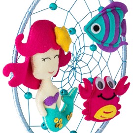 Kikiddo Mermaid Dream Catcher for Girls, Mermaid Gifts for Girls, Mermaid Wall Decor, Mermaid Decor for Girls Room, Mermaid Room Decor for Girls Bedroom, Mermaid Dreams