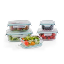 DURA LIVING Airtight Glass Food Storage Containers with Lids - 10 Piece Set, Borosilicate Glass Meal Prep Containers, Leak Proof, Oven Microwave Freezer Dishwasher Safe, BPA-Free