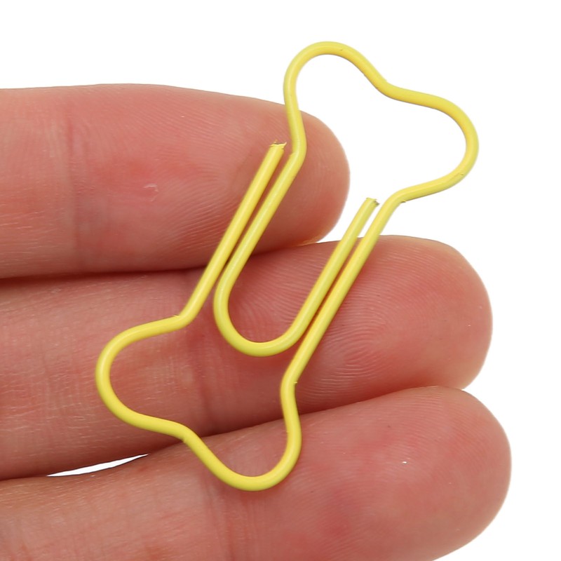 100pcs Colored Dog Bone Shape Paper Clips Black Lightweight Notebook