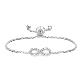Philip Jones Silver Plated I Couldn't Say I Do Without You Infinity Friendship Bracelet with Zircondia® Crystals