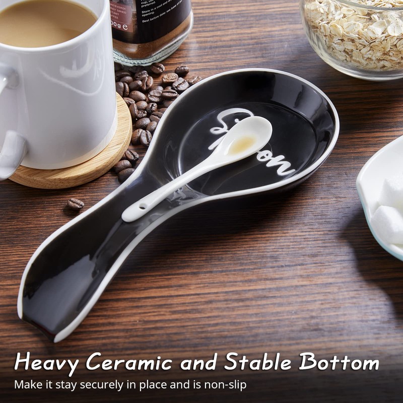 Ceramic Spoon Rest for Stove Top, DAYYET Large Spoon Holder,