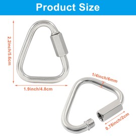 Cionyce M6 Delta Quick Links Triangle 1/4 Inch, 2 Pcs 316 Stainless Steel Triangle Locking Quick Connector, Quick Link Chain Heavy Duty Chain Connector - 992lbs Capacity