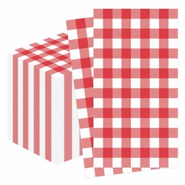 FALIZIFU 100 Pcs Red Gingham Dinner Napkins 3-Ply Red and White Buffalo Plaid Napkins Disposable Guest Hand Towels for Bathroom Wedding Birthday Checkered Paper Napkin