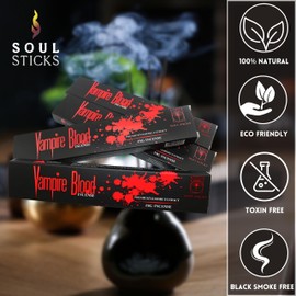 SOUL STICKS Vampire Blood Fragrance Incense Sticks (8 Pack Each 15 Grams) 100% Natural Incense Agarbatti | Fragrant Smoke for Calming Home Aromatherapy for Meditation, Yoga & Stress Relief