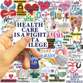 50 Pcs Health Care Stickers Doctor Nurse Sticker Medical Science Equipment Waterproof PVC Decal Human Body Anatomy Graffiti Decals for Water Bottles, Laptops, Phones (Health Care)