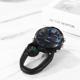 JewelryWe Pocket Watch with Carabiner Attachment Luminous Face Analogue Quartz Watch for Doctors Nurses Paramedic Chefs, 7-Blue/Black, Modern