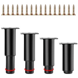 Oursouion Set of 4 Furniture Feet, Metal Adjustable Furniture Feet, Black, 8 cm, Furniture Feet, DIY Furniture Feet, Cabinet Feet, Furniture Legs for Cabinet, Sofa, TV Cabinets, Bedside, Bathroom