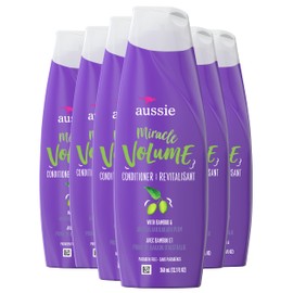 Aussie Conditioner with Bamboo & Plum for Fine Hair, Paraben-Free, Miracle Volume, 360 mL (Pack of 6)