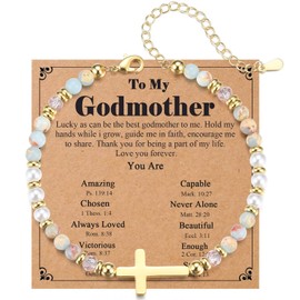 EPVIDO Godmother Gifts Christian Cross Bracelet for Women Birthday Mothers Day Christmas Stocking Stuffers Catholic Jewelry