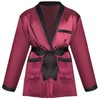 Maazusa Men Red Silk Robe jacket and Black Pants, Hugh