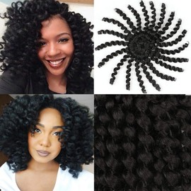 Leeven 3 Pcs Wand Curly Braids 8 Inch Natural Black Jamaican Bounce African Collection Crochet Braiding Twist Hair 20 Strands 1B