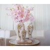 Homeroots 14" White and Gold Floral Urn Ceramic Ginger Jar