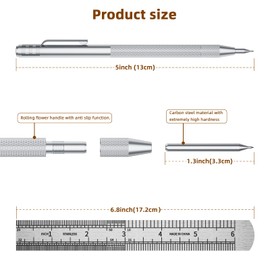 GCHMDE 2-Pack Tungsten Carbide Scriber, Metal Scribe Tool with 25 Replacement Marking Tips & Steel Ruler - Knurled Aluminum Handle & Magnet, Engraving Pen for Glass/Ceramics/Metal Sheet (2)