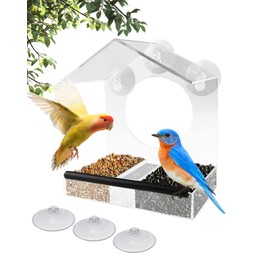 Window Bird Feeder, House-Shaped, Wet & Dry Design, Strong Suction Cups, Ideal for Bird Lovers