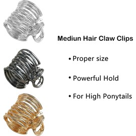 NT-ling Ponytail Clip, High Ponytail Holder，Hair Clips Medium Hair Claw Clips, 1.4 Inch Metal Claw Clips for Thick Hair, Shark Hair Clips for Thick Long Hair(3 Colors).