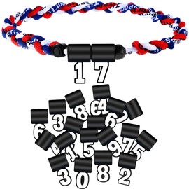 Misdary 18 inch Baseball Necklace Nylon Three Braided Rope Necklace with 2 Sets Number 0-9 Pendant,Classic Design Baseball Necklaces for Boys(Blue, Red, White)