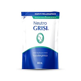 Grisi, Jabón Líquido para Manos Neutro Rellenapack, 800 ml Hipoalergénico  Rinde para rellenar más de 3 botellas de 250 ml.                           