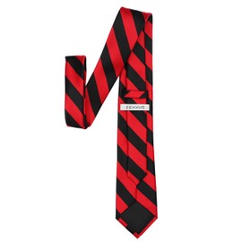 ZENXUS Striped Ties for Men, 3 inch Regular Ties with Stripes, Red & Black, Regular