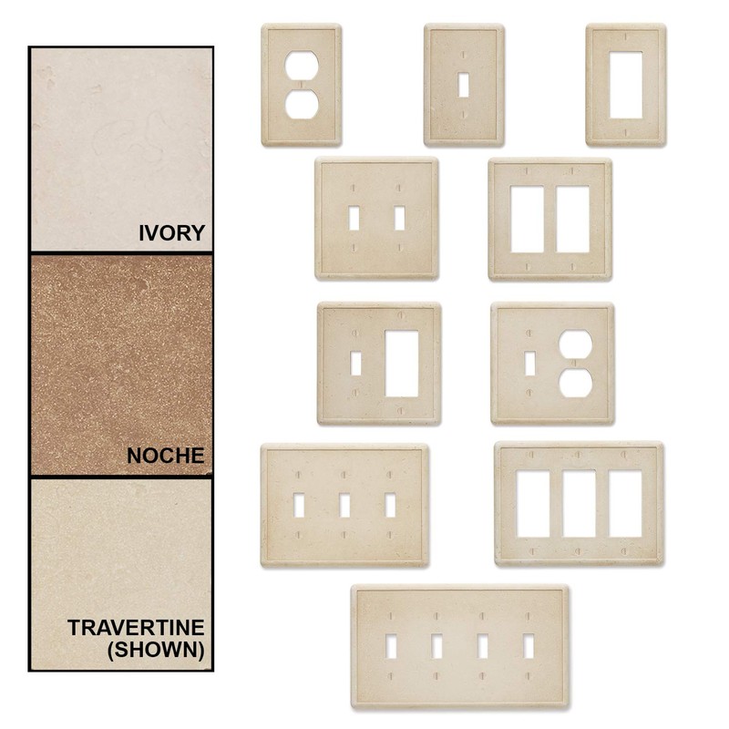 Questech Tumbled Texture Electrical Wall Plate, Single Toggle, Travertine