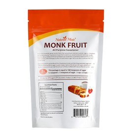 Natural Mate Monkfruit Sweetener with Erythritol (10oz) 3Pack - All Purpose Granular Natural Sugar Substitute - 1:2 Sugar Replacement, Non-GMO, Zero Calories