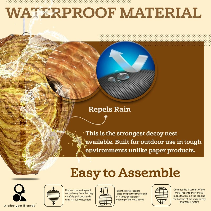 ARCHETYPE BRANDS Wasp Nest Decoy - Natural Wasp Repellent -