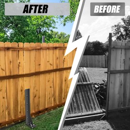 Fence Post Repair Kit, Heavy Duty Fence Post Repair Stakes, Fences Post Anchor Ground Stakes, Fencing Repair Kits for Wood Posts, Repair Tilted and Broken Wood Support (4 Pcs)