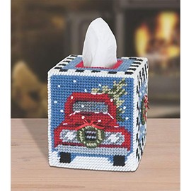 Mary Maxim Plastic Canvas Tissue Box Kit 5" - Old Red Truck (7 Count)
