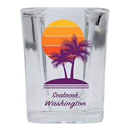 R and R Imports Seabrook Souvenir 2 Ounce Square Shot Glass Palm Design 4-Pack