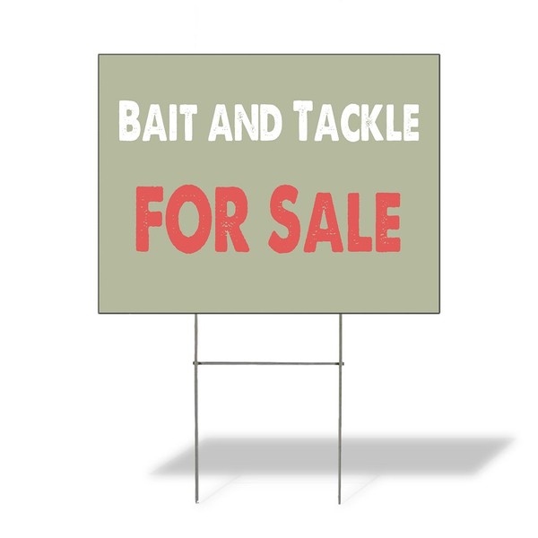 Weatherproof Yard Sign Bait and Tackle for Sale B Grey