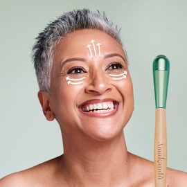 Amakandu Eye Massager Beech Wood Aventurine Stone Relaxing Effect, Wellness and Skin Beauty, Ideal for Eyelids and Dark Circles