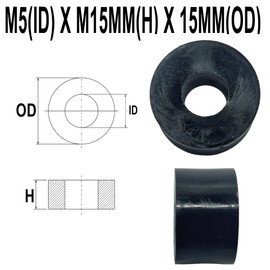 M5 Black Nylon Wide Spacers Standoff Washers ID(internal Diameter) 5.3mm, OD(outside diameter) 15mm, Thickness 5mm M5 x 15mm x 15mm (Pack of 8)