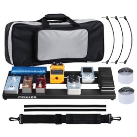 Penker Guitar Pedal Board,Aluminium Alloy Pedalboard 20''x8''x 1''inch,Slotted Base Design,Ultra Lightweight with Gig Bag,Pedal Cable 3 Pack