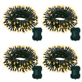 LumBelle 4 Pack String Lights Battery Operated, Each 23ft 70 LED Christmas Lights with Timer 8 Modes Fairy String Lights for Indoor Outdoor Wedding Garland Xmas Tree Decoration (Warm White)