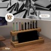 Elegant Solid Wood Pen Holder with Phone Compartment