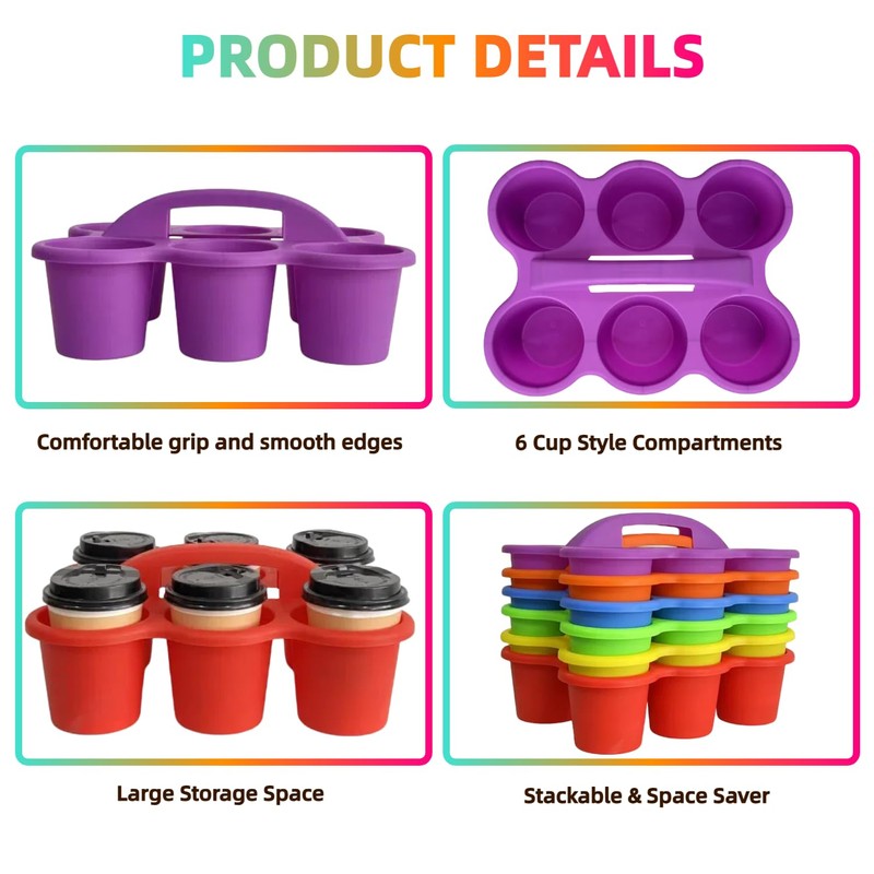 RAUVOLFIA 6 Pack Classroom Caddy Storage Basket with Handle, Plastic
